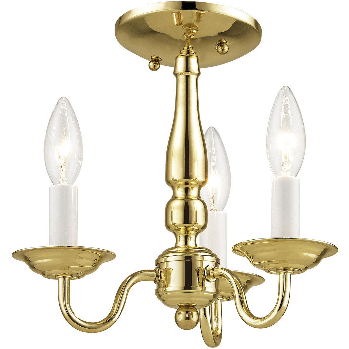Williamsburgh 3 Light 11 inch Polished Brass Convertible Mini Chandelier/Ceiling Mount Ceiling Light