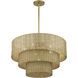Weavington 6 Light 28 inch Antique Gold Leaf Pendant Chandelier Ceiling Light, Large