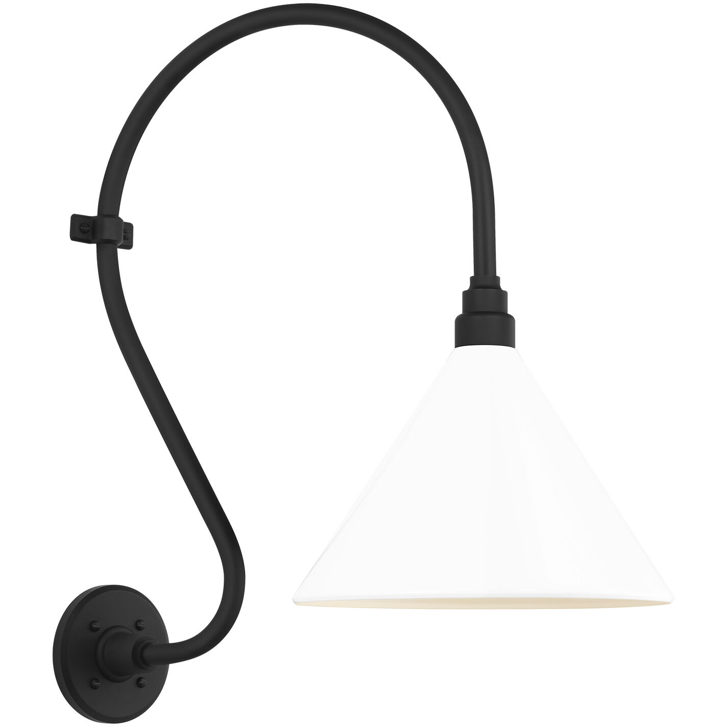 Thomas O'Brien Academy Barn Light LED 24 inch Matte Black Larrabee Barn Light in 12.5" White Conical Savannah Shade