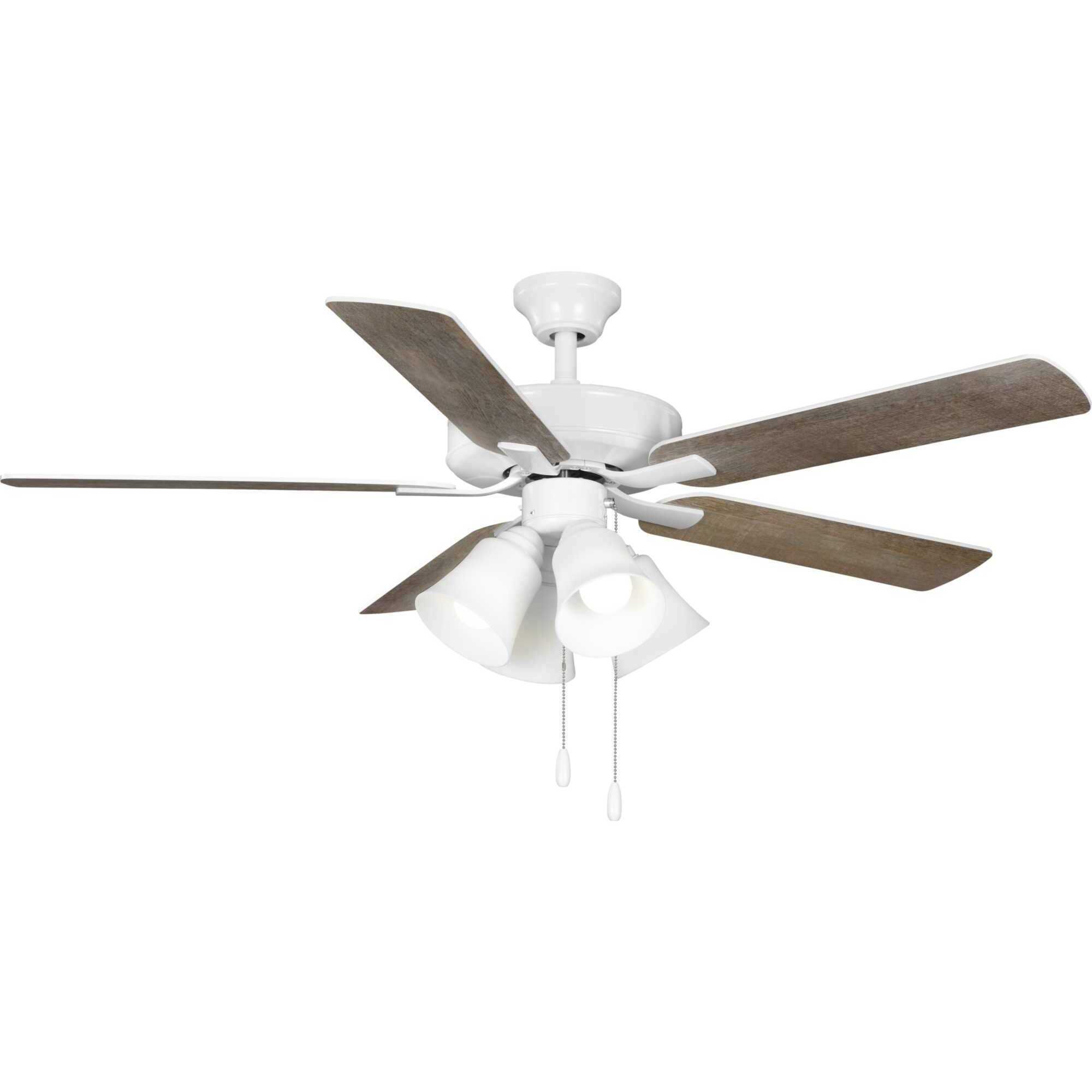 AirPro 52 inch White with White/Antique Wood Blades Ceiling Fan
