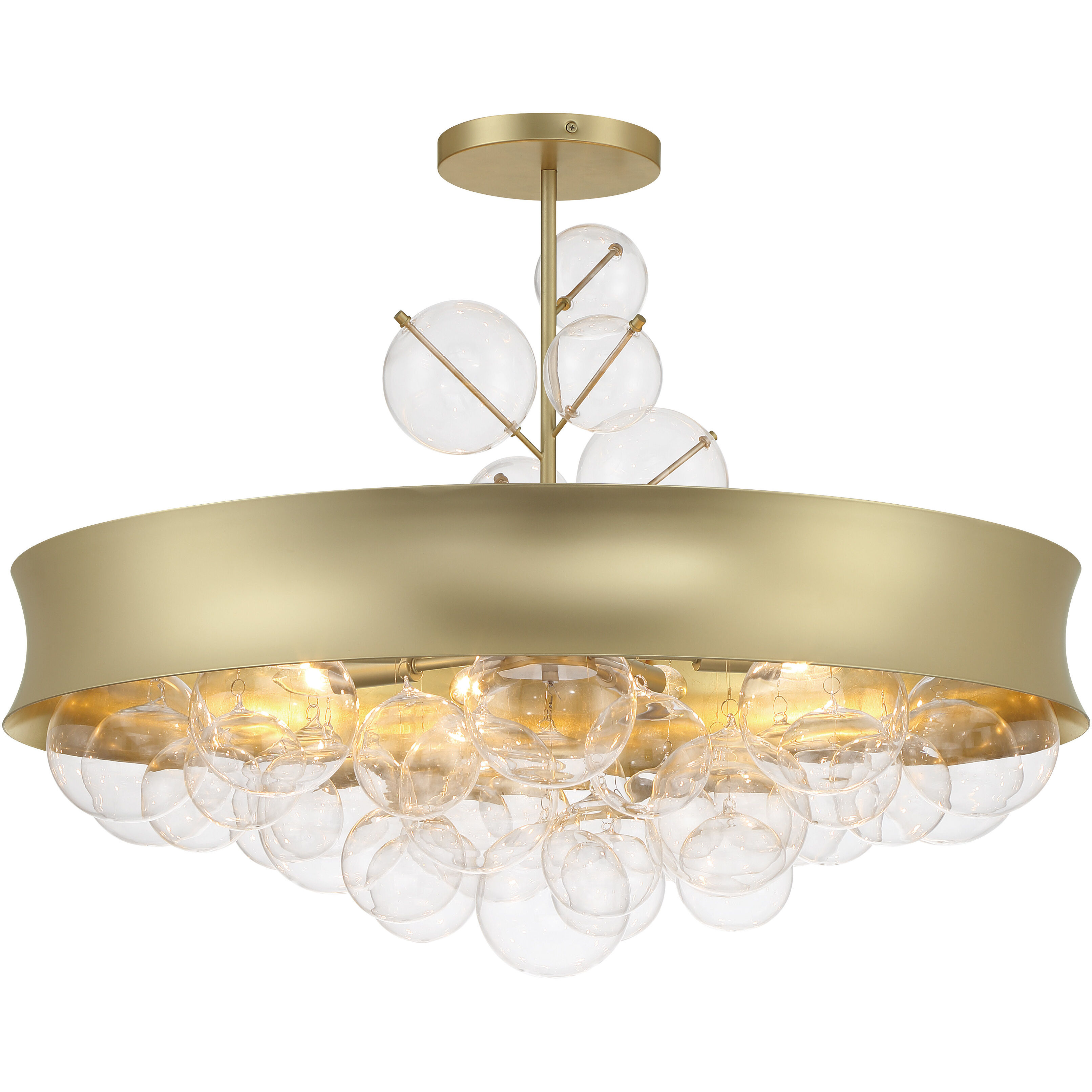 Verdi Square 8 Light 32 inch Soft Gold With Gold Leaf Convertible Pendant Ceiling Light