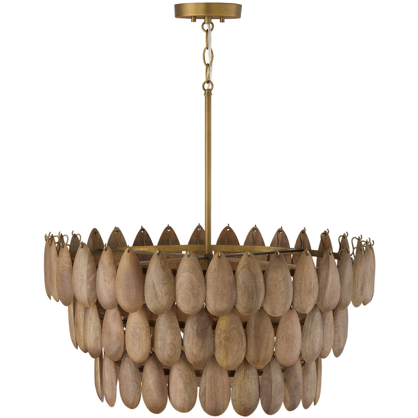 Ravi 4 Light 25 inch Light Wood and Patinaed Brass Pendant Ceiling Light