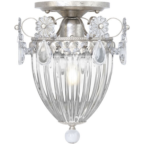 Bagatelle 1 Light 8 inch Antique Silver Semi-Flush Mount Ceiling Light in Swarovski