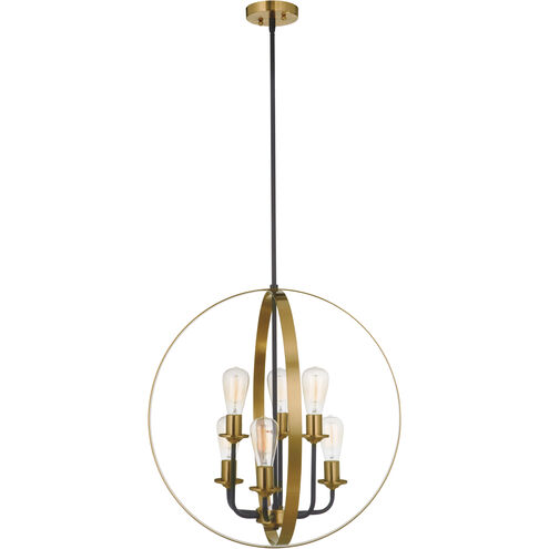 Neighborhood Randolph 6 Light 24 inch Flat Black/Satin Brass Foyer Light Ceiling Light in Flat Black and Satin Brass, Neighborhood Collection
