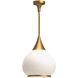 Alora Mood Hazel Pendant Ceiling Light in Aged Gold, Matte Opal Glass