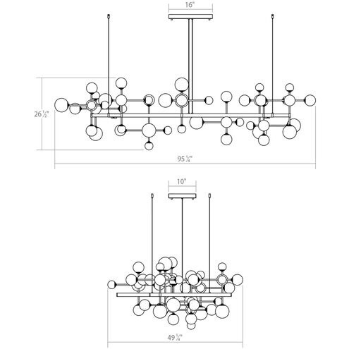 Nebula LED 95.5 inch Satin Black Chandelier Ceiling Light