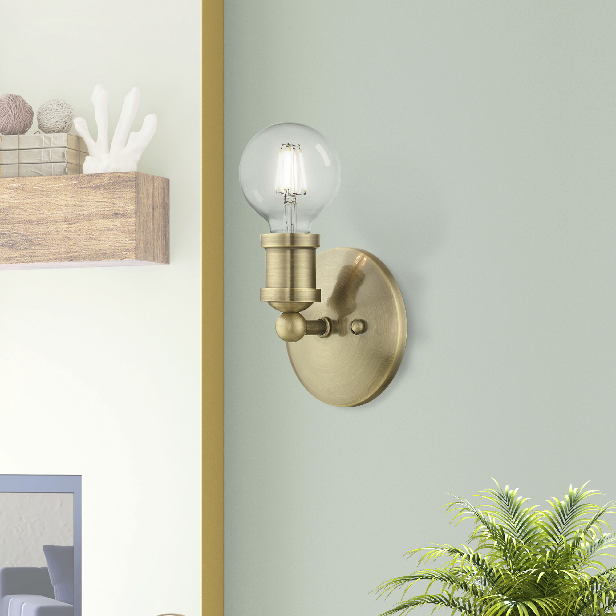 Lansdale 1 Light 5 inch Antique Brass Single Vanity Sconce Wall Light, Single