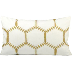 Hex 20 inch Gold/Snow Pillow Cover