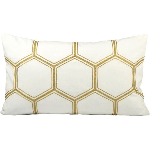 Hex 20 inch Gold/Snow Pillow Cover