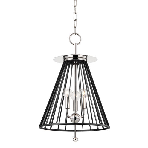 Cagney 3 Light 14 inch Polished Nickel / Black Pendant Ceiling Light