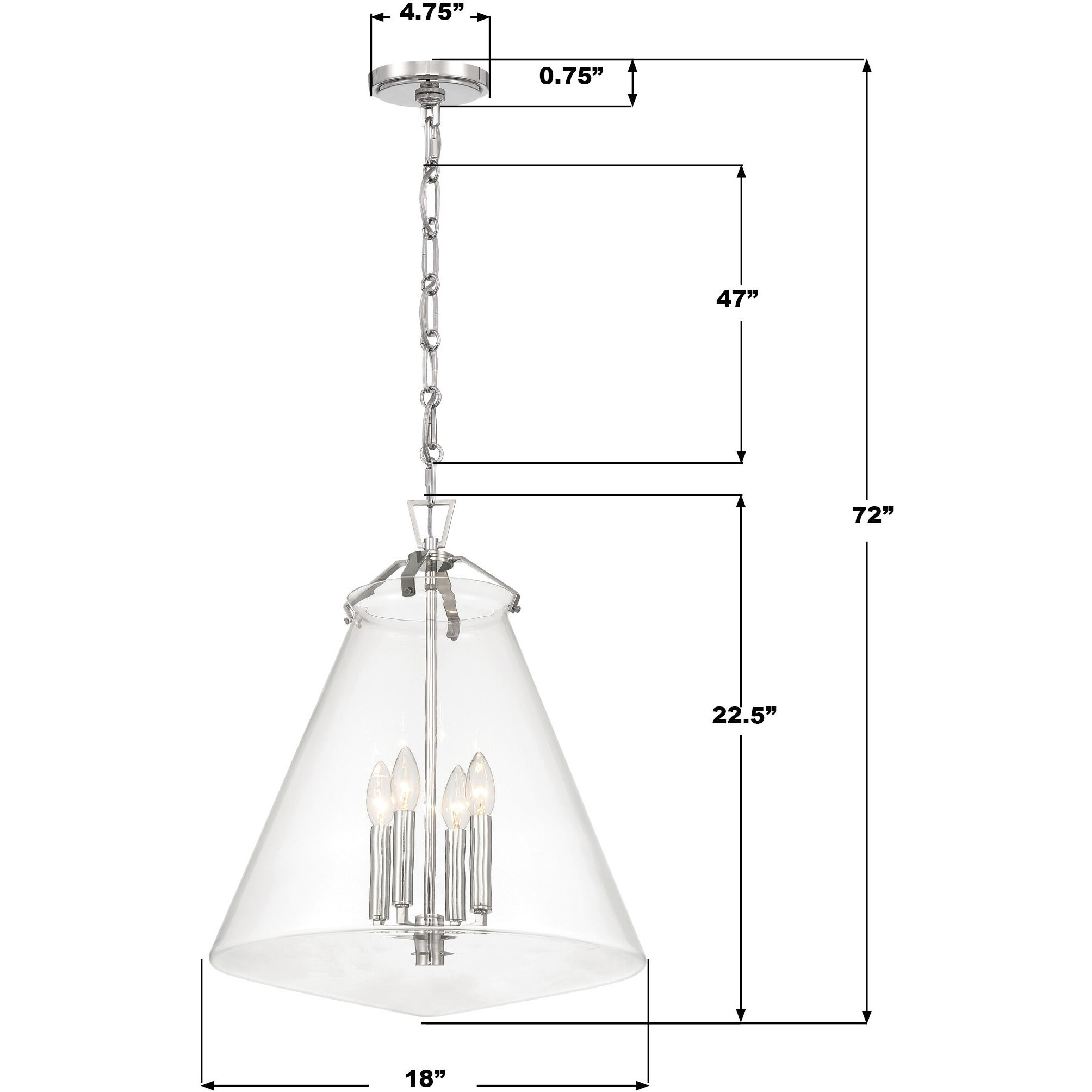 Voss Pendant Ceiling Light in Polished Nickel
