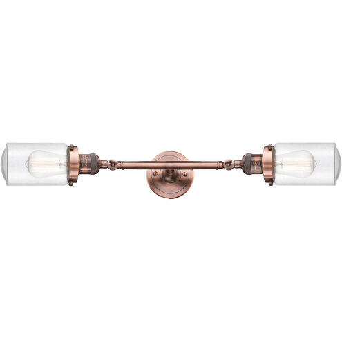 Franklin Restoration Dover 2 Light 5 inch Antique Copper Bath Vanity Light Wall Light in Seedy Glass, Franklin Restoration