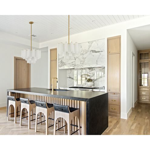 Addis 9 Light 22 inch Aged Brass Chandelier Ceiling Light in Tronchi Glass White