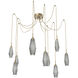 Aalto LED 14.8 inch Gilded Brass Swag Multi-Pendant Ceiling Light in 3000K LED, Optic Rib Smoke