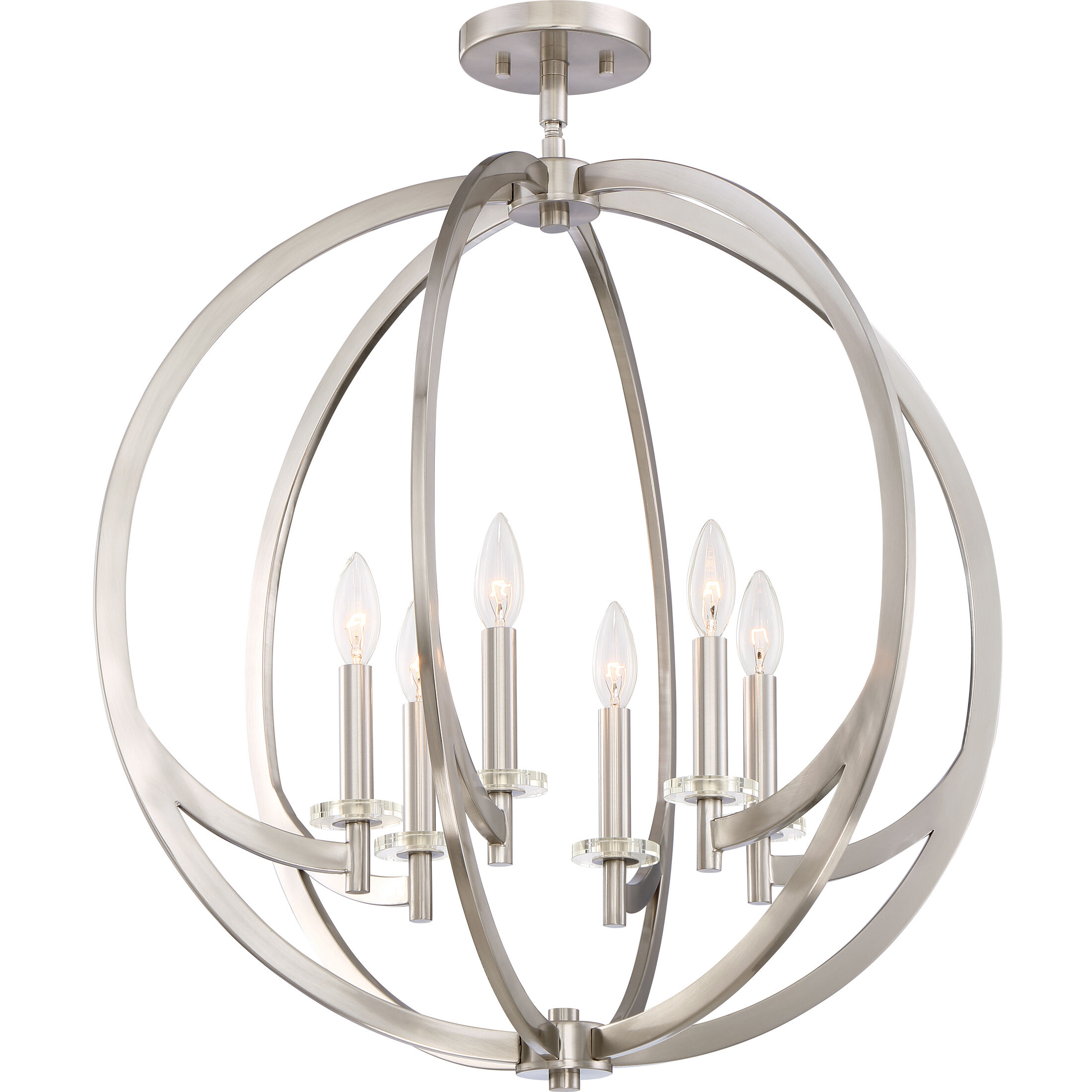 Orion 6 Light 24 inch Brushed Nickel Semi-Flush Mount Ceiling Light