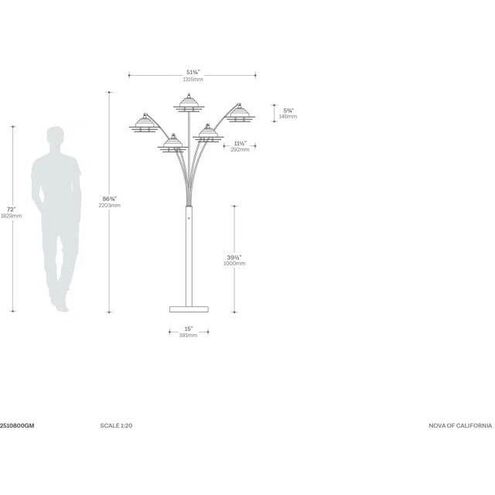 Paramount 83 inch 60.00 watt Gunmetal and Black Arc Floor Lamp Portable Light