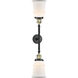 Franklin Restoration Canton 2 Light 17 inch Black Antique Brass Bath Vanity Light Wall Light in Matte White Glass, Franklin Restoration