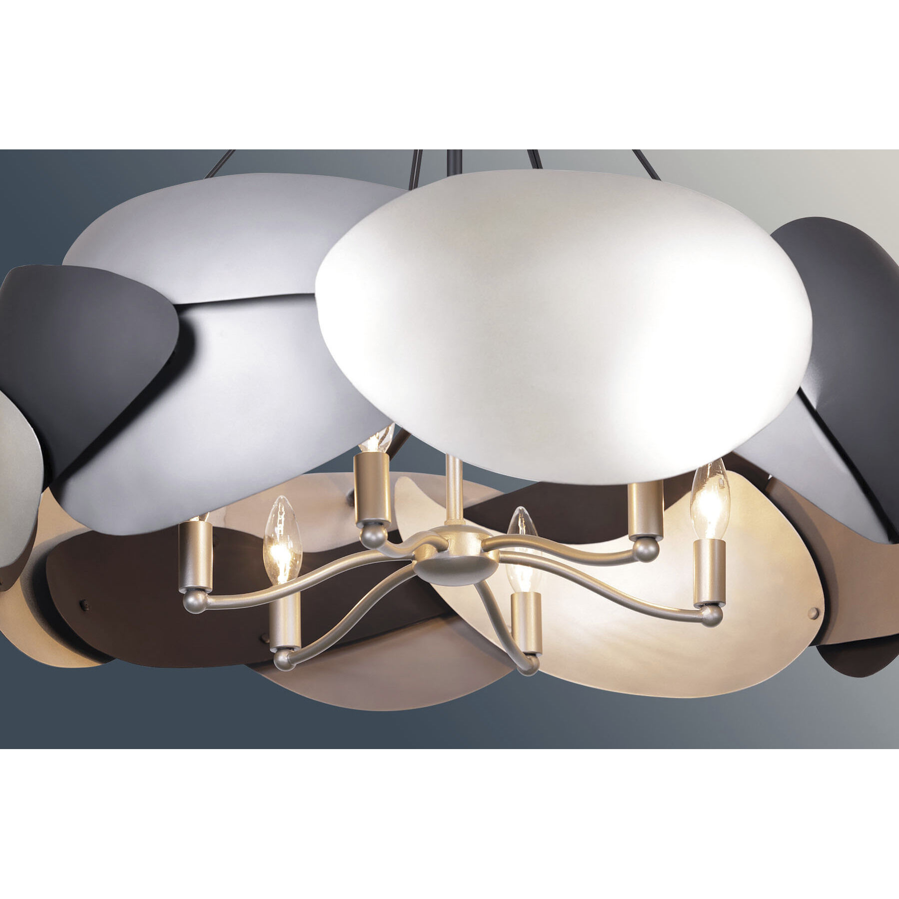 Metalo Misto 6 Light 28 inch Brass / Cola Grey / Matte Black Pendant Ceiling Light