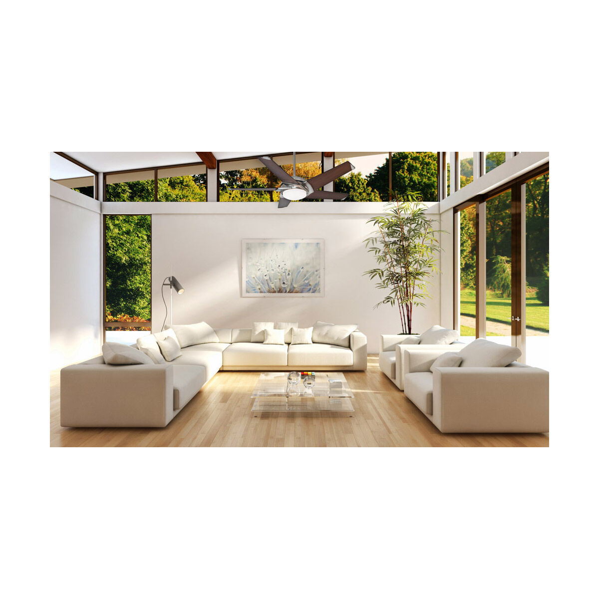 Stealth 54 inch Brushed Nickel with Walnut, Walnut Blades Ceiling Fan