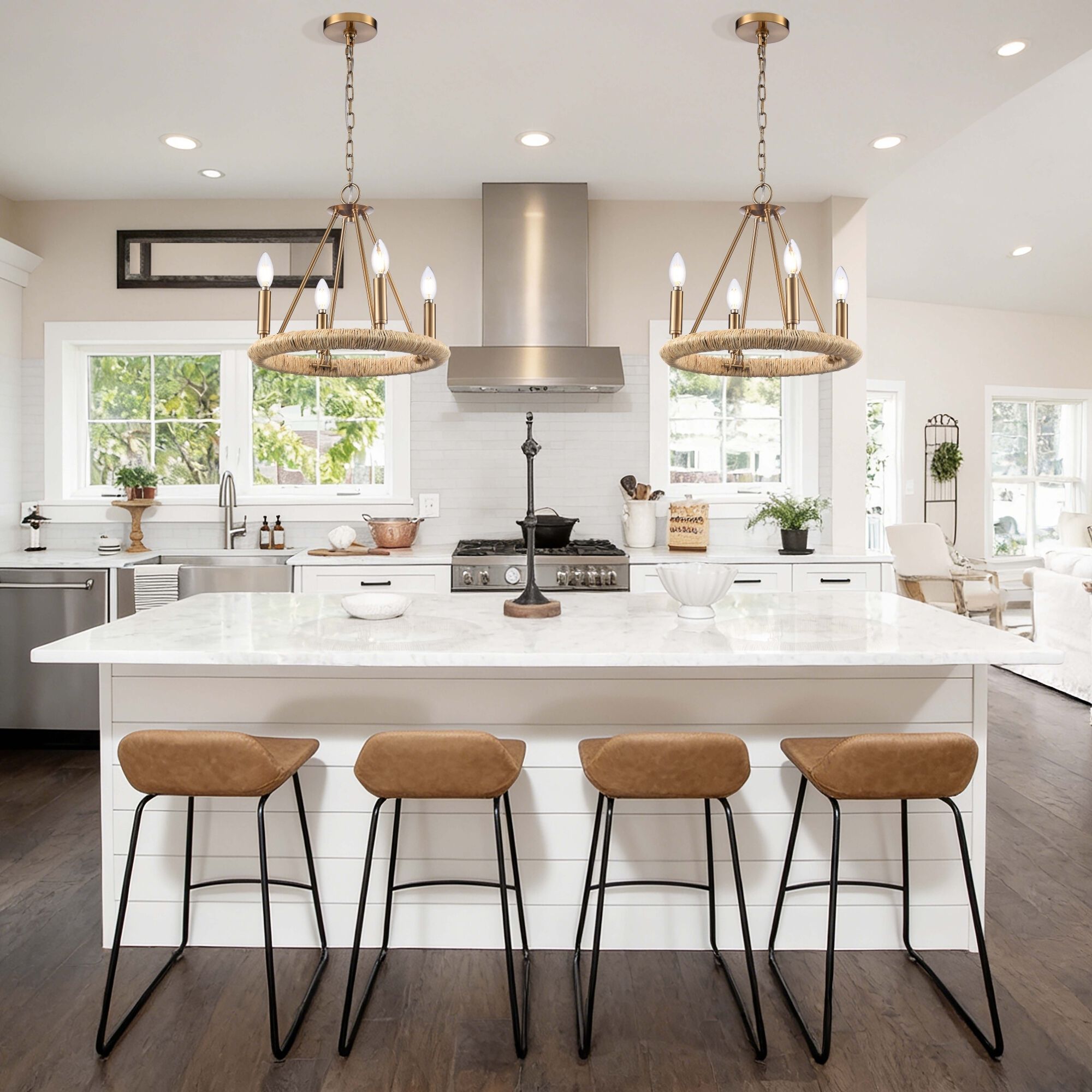 Cabana 4 Light 16 inch Lacquered Gold Chandelier Ceiling Light