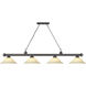 Cordon 4 Light 81.75 inch Bronze Billiard Ceiling Light in Golden Mottle Glass