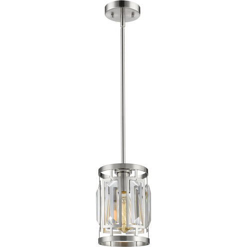 Mersesse 1 Light 5.5 inch Brushed Nickel Pendant Ceiling Light in 3.7, Clear Crystal