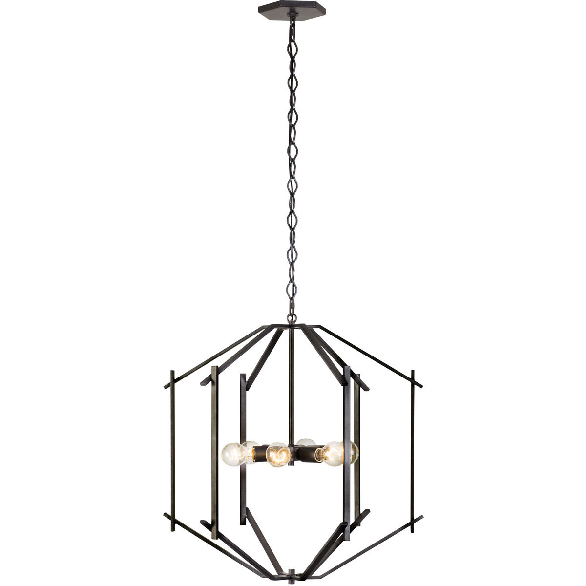 Offset 6 Light 24 inch Forged Iron Pendant Ceiling Light