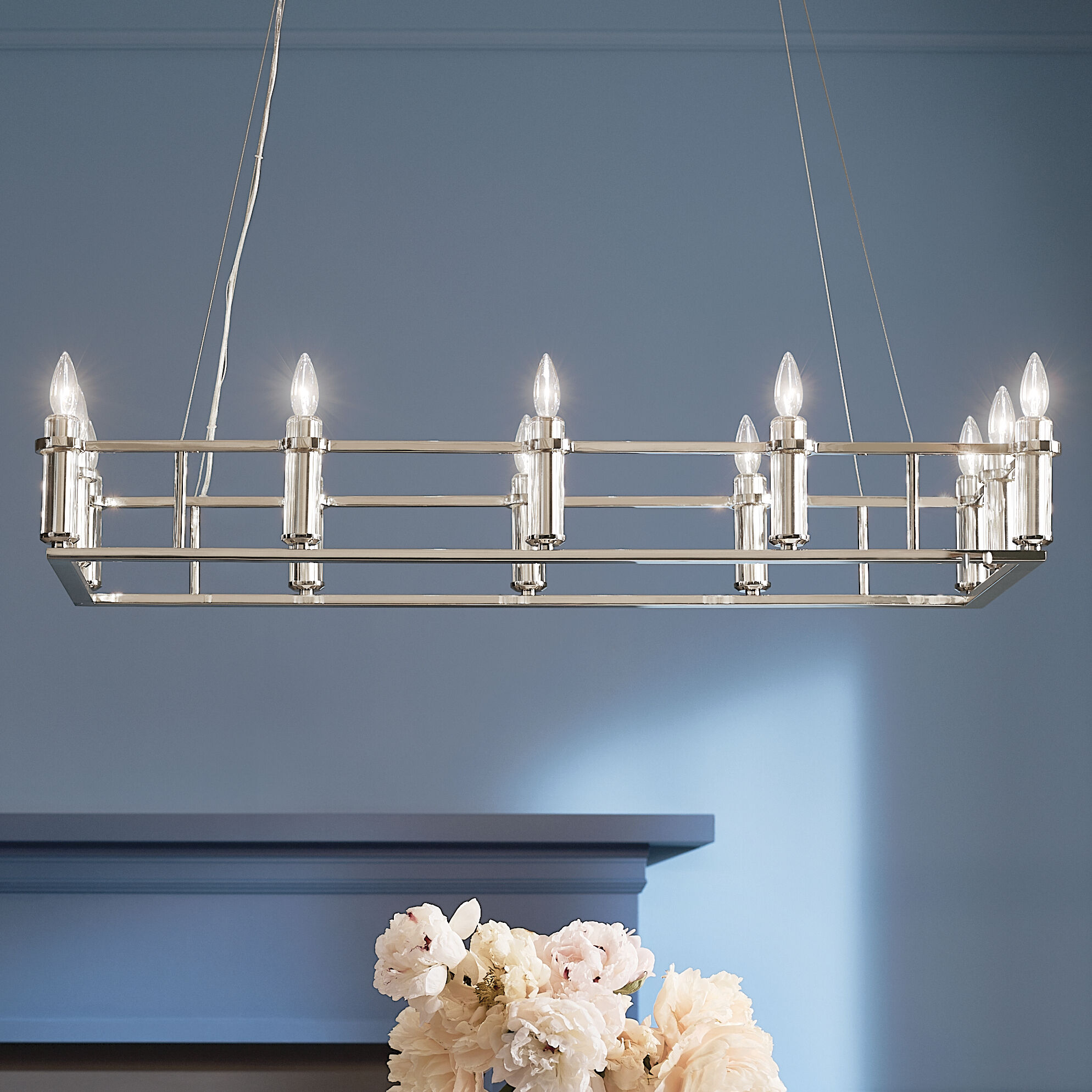 Rosalind 12 Light 17 inch Polished Nickel Chandelier Linear Ceiling Light