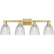 Arcadia Castile 4 Light 33 inch Brushed Brass Bath Vanity Light Wall Light in Clear