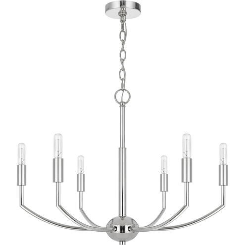 Maxton 6 Light 26 inch Chrome Chandelier Ceiling Light, Candelabra Style