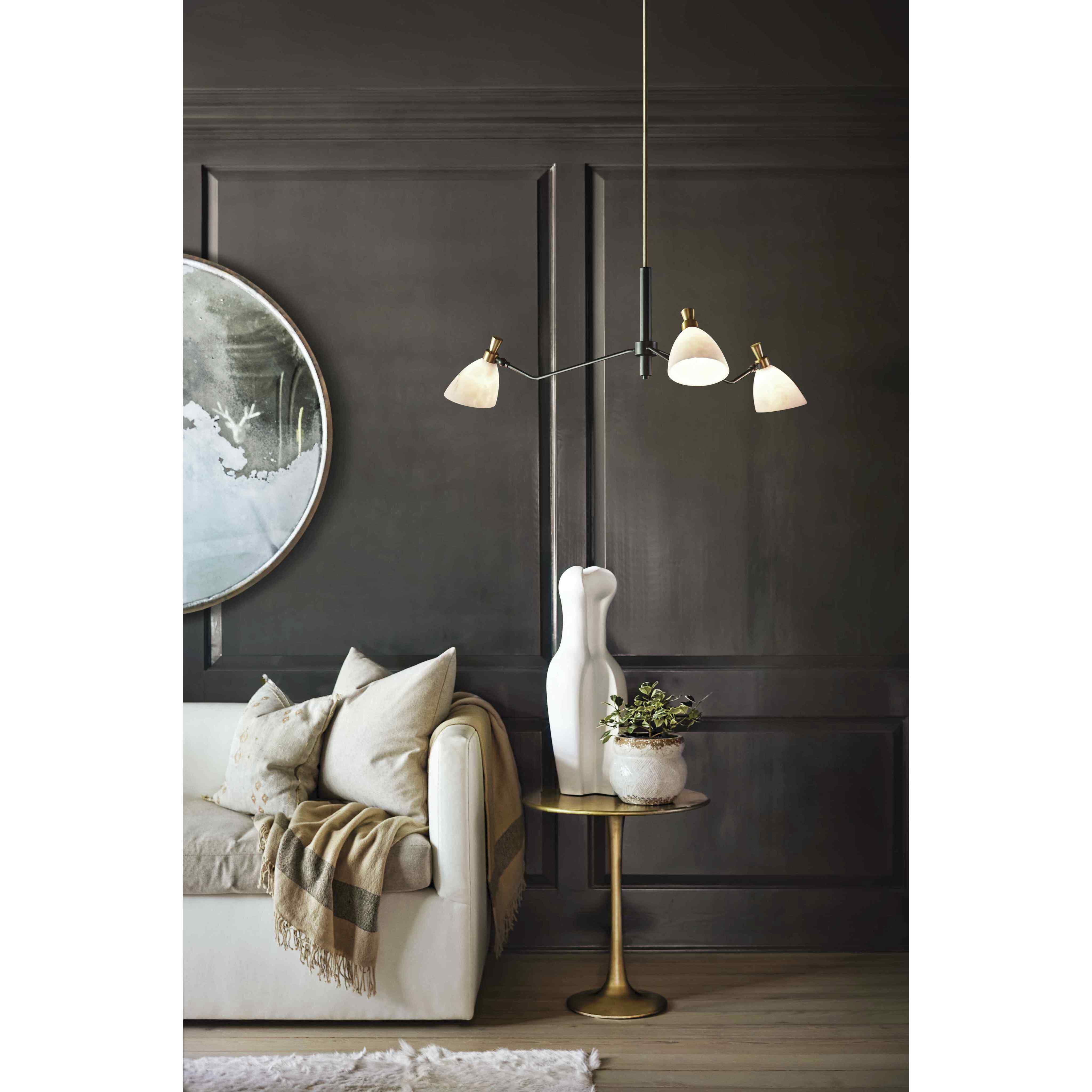 Sinclair 3 Light 40 inch Heritage Brass with Black Indoor Chandelier Ceiling Light