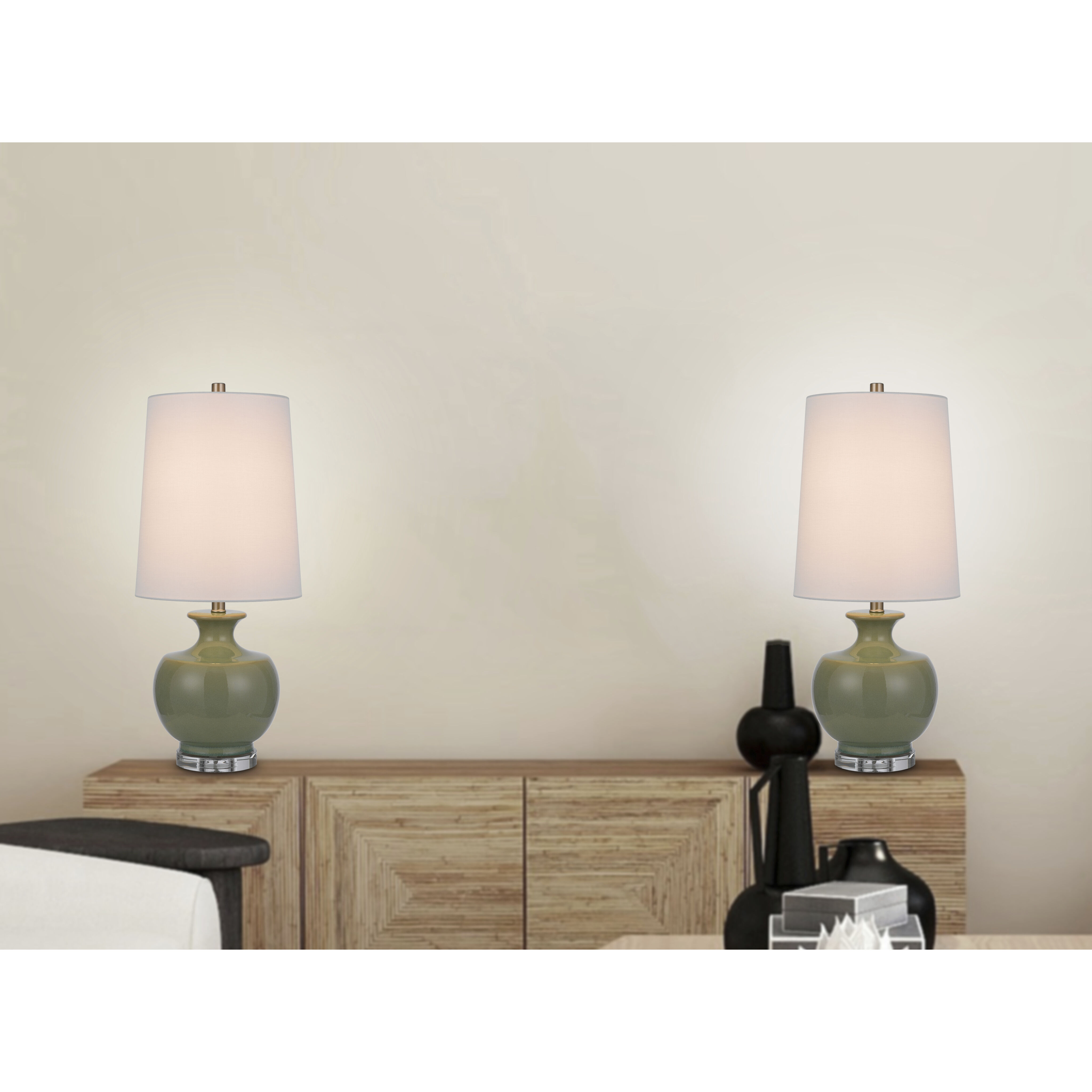 Kawela 27.5 inch 100.00 watt Mustard Green Table Lamp Set Portable Light