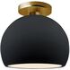 Radiance 1 Light 7 inch Gloss Black and Matte White and Brushed Brass Semi Flush Ceiling Light