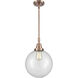 Franklin Restoration Beacon LED 10 inch Antique Copper Mini Pendant Ceiling Light in Clear Glass