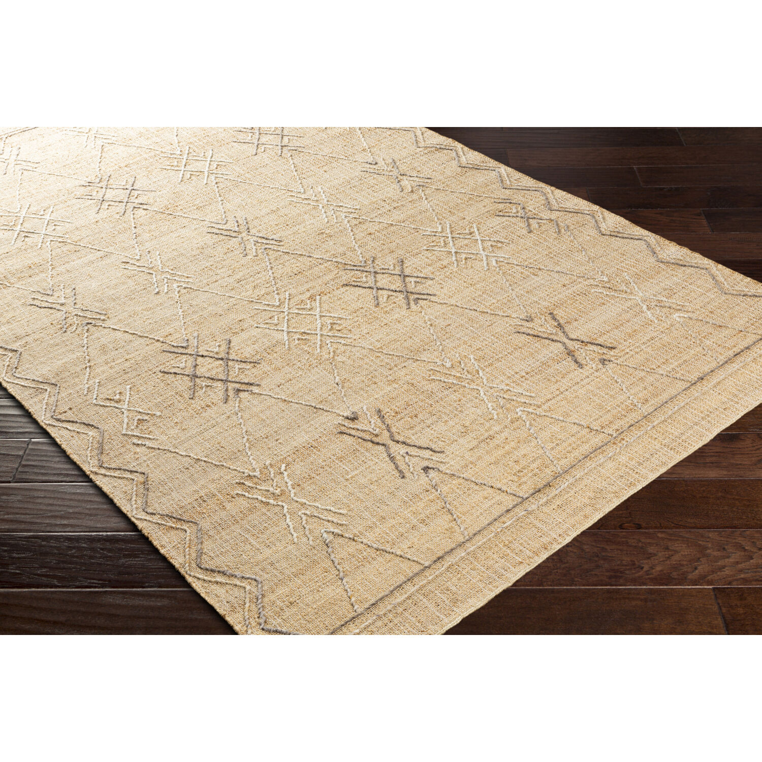 Arielle 120 X 96 inch Beige/Off-White/Gray Handmade Rug