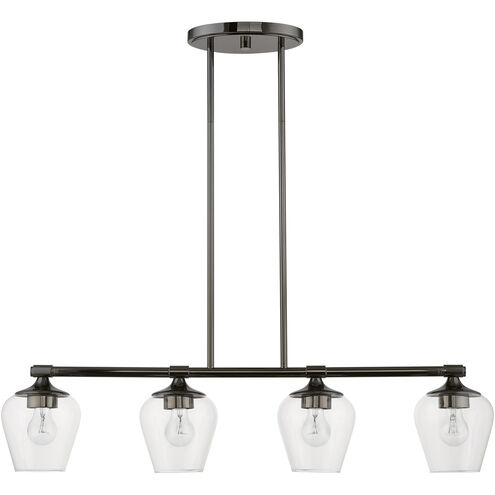 Willow 4 Light 36 inch Black Chrome Linear Chandelier Ceiling Light