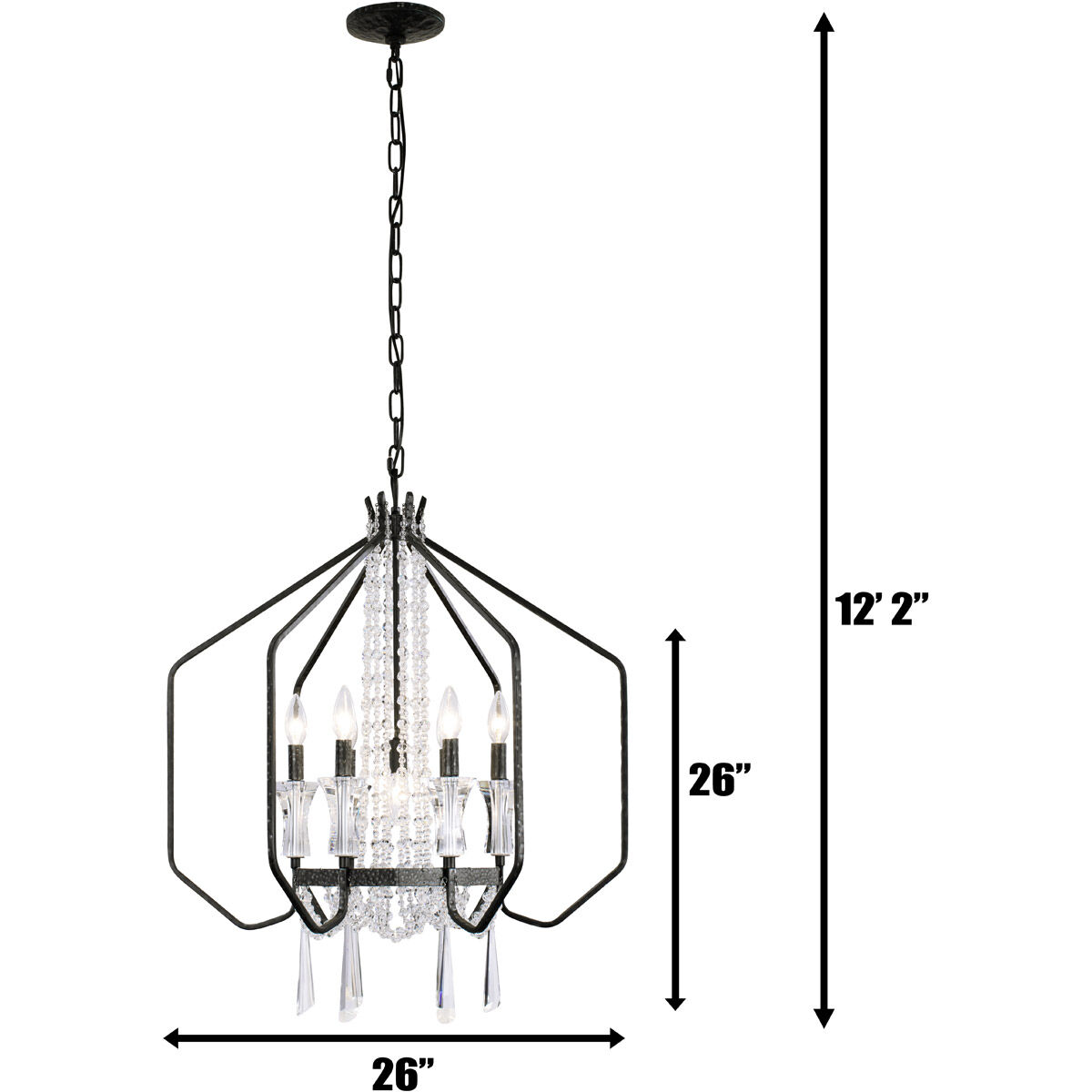 Barcelona 7 Light 26 inch Onyx and Clear Pendant Ceiling Light