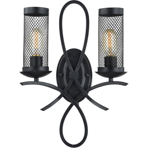 Kenosha 2 Light 13.5 inch Rustic Black Wall Sconce Wall Light