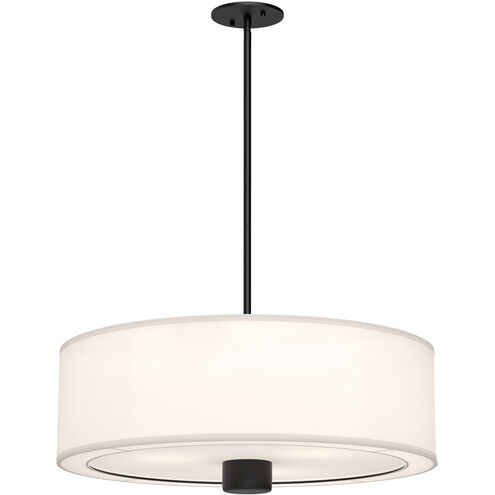 Alora Mood Theo 3 Light 24.13 inch Matte Black and White Linen Pendant Ceiling Light