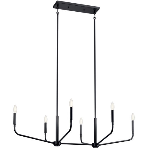 Madden 6 Light 17.75 inch Black Chandelier Linear Ceiling Light, Double