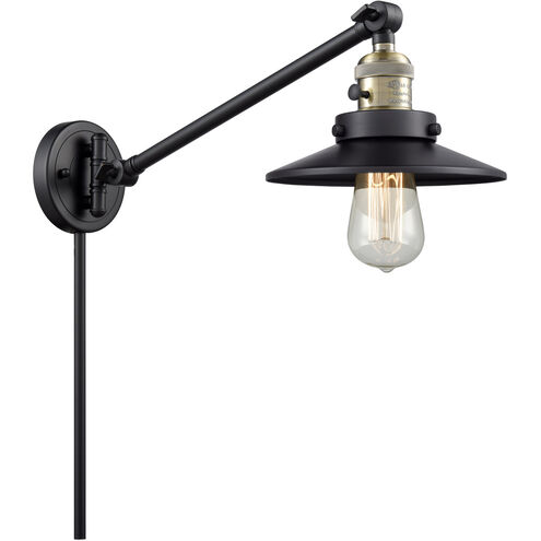 Railroad 21 inch 60.00 watt Black Antique Brass Swing Arm Wall Light, Franklin Restoration