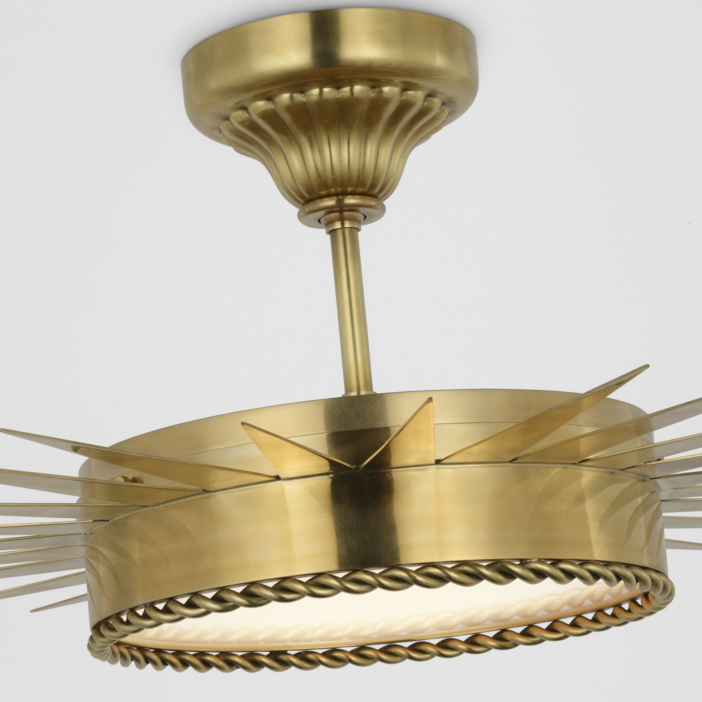 Suzanne Kasler Soleil LED 27.75 inch Hand-Rubbed Antique Brass Semi-Flush Mount Ceiling Light