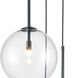 Delilah LED 17 inch Black Multi Port Pendant Ceiling Light in Clear