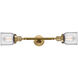 Franklin Restoration Small Bell 2 Light 16 inch Brushed Brass Bath Vanity Light Wall Light in Clear Glass, Franklin Restoration