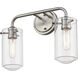 Delaney 2 Light 15 inch Brushed Nickel Vanity Wall Light