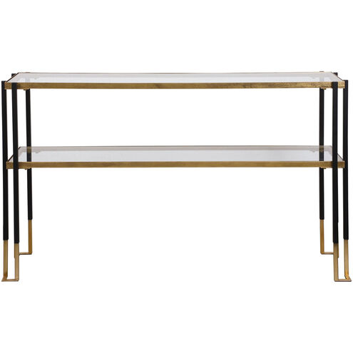 Kentmore 54 inch Two-Toned Matte Black and Brushed Gold Console Table