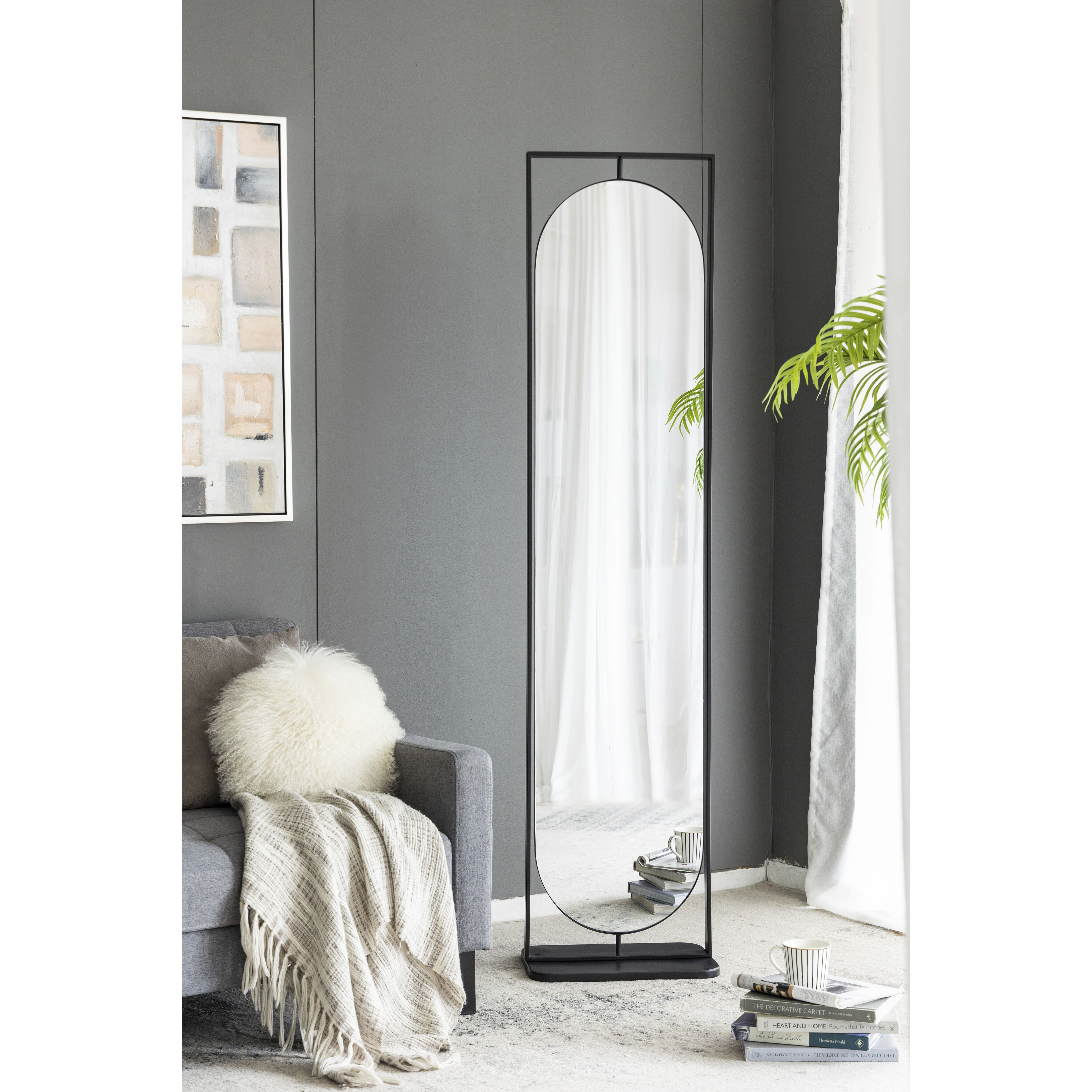 Full 77.8 X 18.1 inch Black Mirror