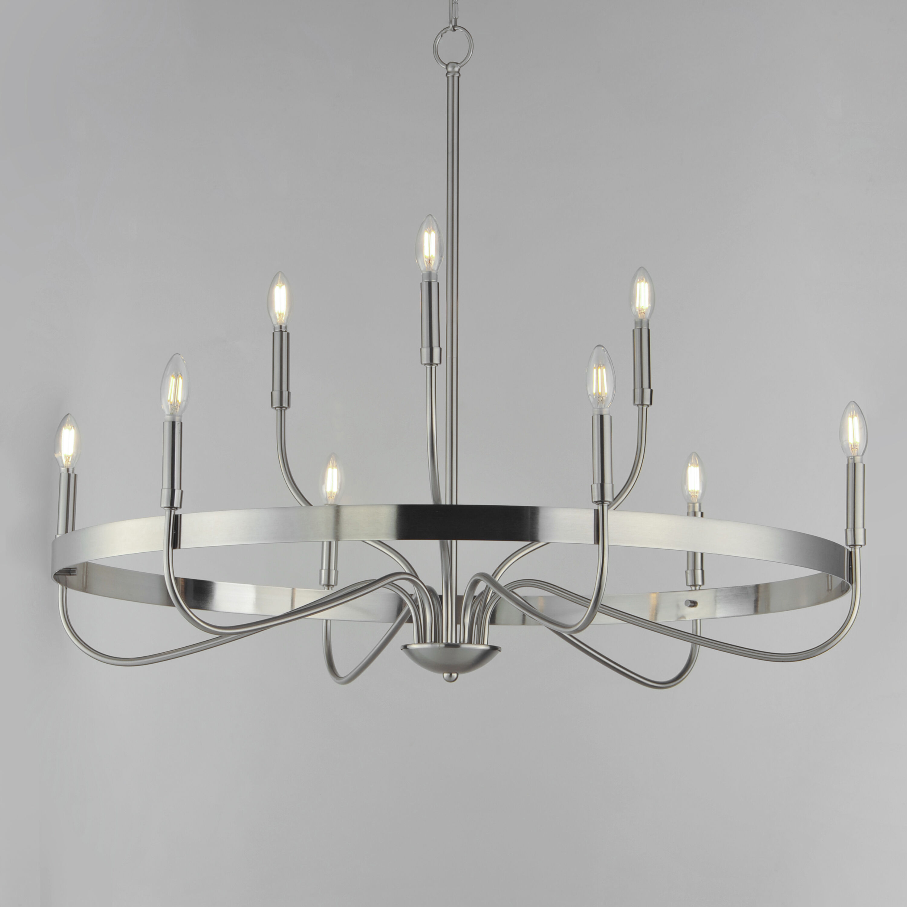 Frankie 9 Light 39.75 inch Satin Nickel Single-Tier Chandelier Ceiling Light
