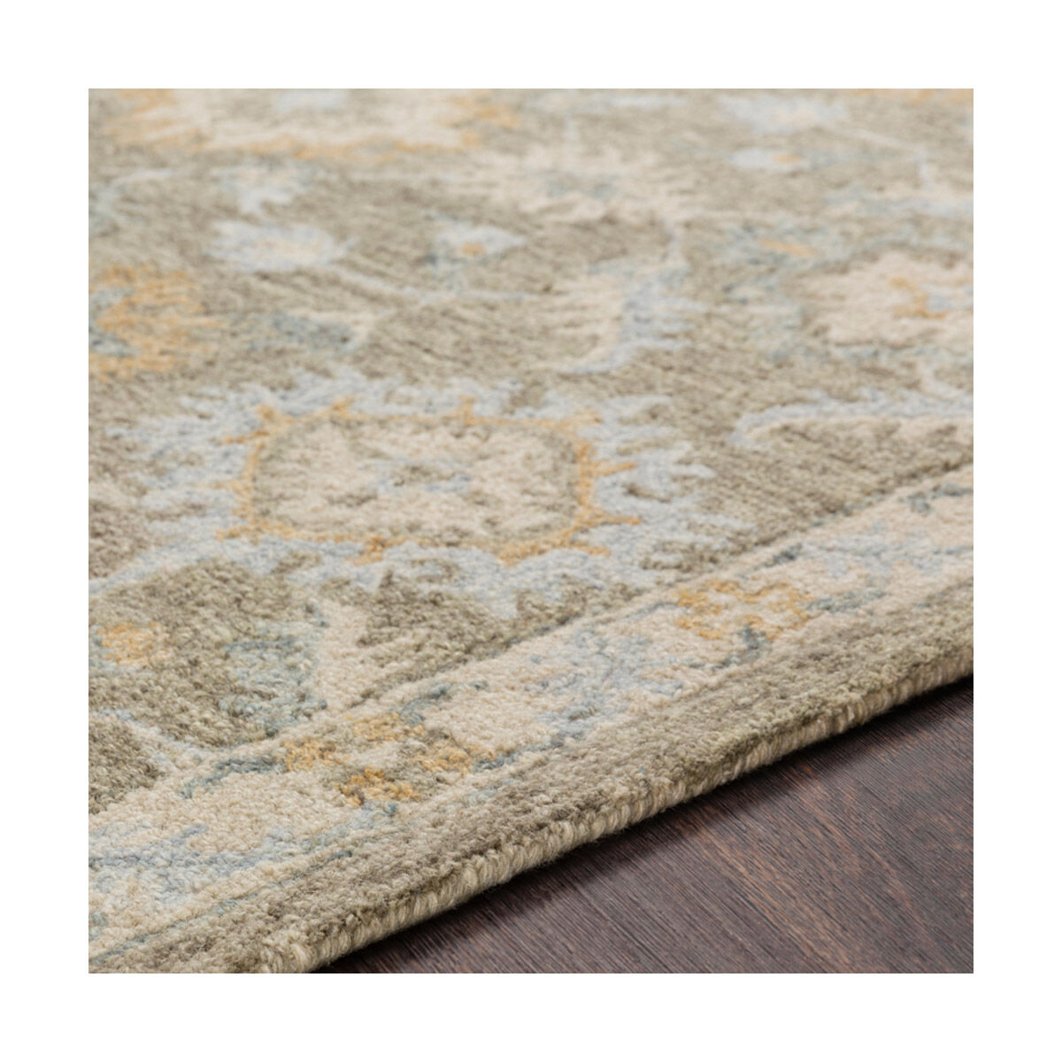 Panipat 36 X 24 inch Olive/Khaki/Light Gray/Medium Gray/Wheat Rugs, Rectangle