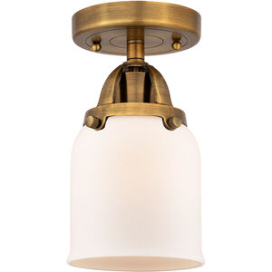 Nouveau 2 Small Bell 1 Light 5 inch Brushed Brass Semi-Flush Mount Ceiling Light in Matte White Glass